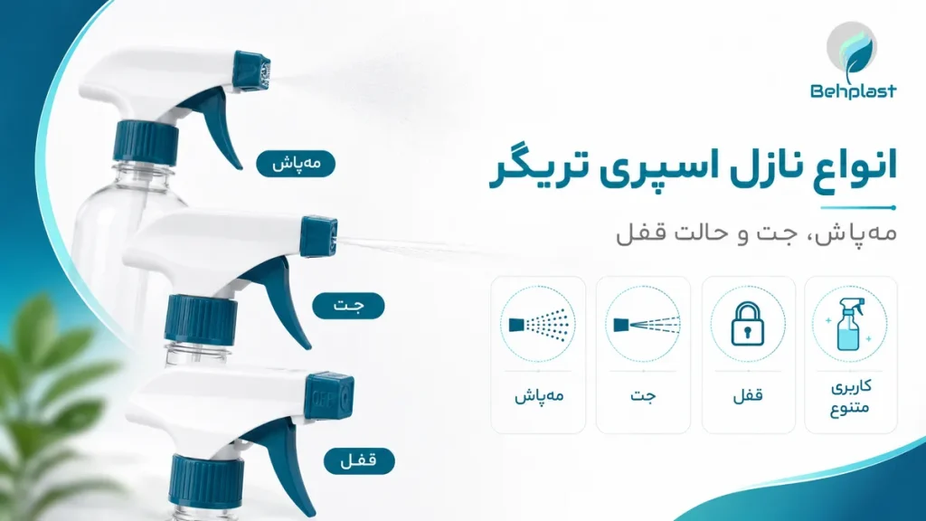 انواع نازل اسپری تریگر؛ از پاشش پودری تا جت و حالت قفل