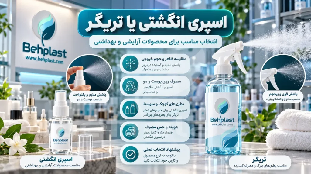 اسپری انگشتی یا تریگر؟ انتخاب مناسب برای محصولات آرایشی و بهداشتی