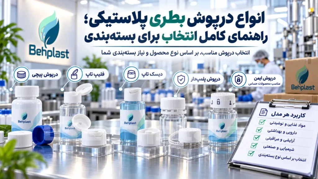 انواع درپوش بطری پلاستیکی؛ راهنمای کامل انتخاب برای بسته‌بندی