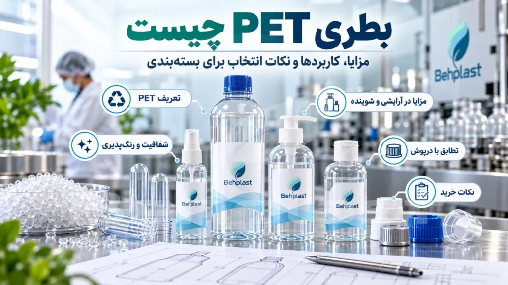 بطری PET چیست؟ مزایا، کاربردها و نکات انتخاب برای بسته‌بندی