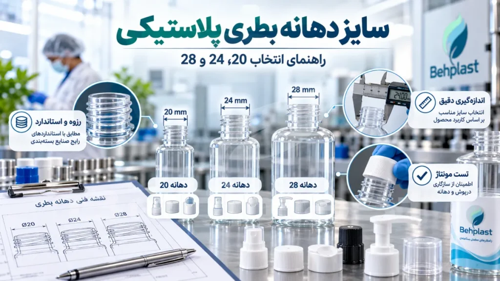 سایز دهانه بطری پلاستیکی؛ راهنمای انتخاب 20، 24 و 28