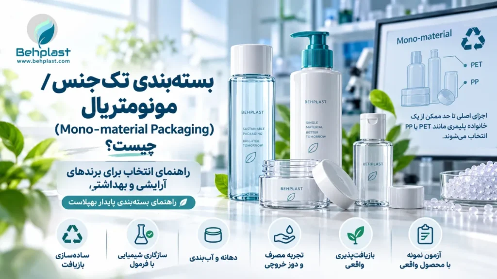 بسته‌بندی تک‌جنس / مونو‌متریال (Mono-material Packaging) چیست؟ راهنمای انتخاب برای برندهای آرایشی و بهداشتی